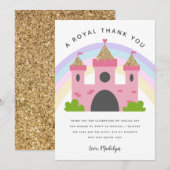 Koninklijk Roze Goud Kasteel Verjaardagsfeest Bedankkaart (Voorkant / Achterkant)
