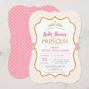 Koninklijk roze kleine prinses baby shower uitnodi kaart
