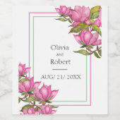 Koninklijk roze magnolia's wijn etiket (Enkel label)