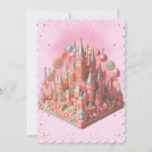 Koninklijk Roze Snoep Kasteel Verjaardagsuitnodigi Kaart (Achterkant)