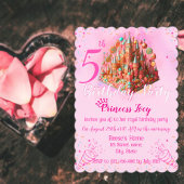 Koninklijk Roze Snoep Kasteel Verjaardagsuitnodigi Kaart