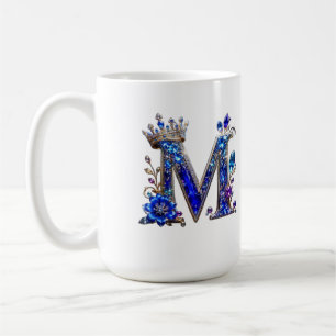Koninklijk saffier kristal M kroon monogram Koffiemok