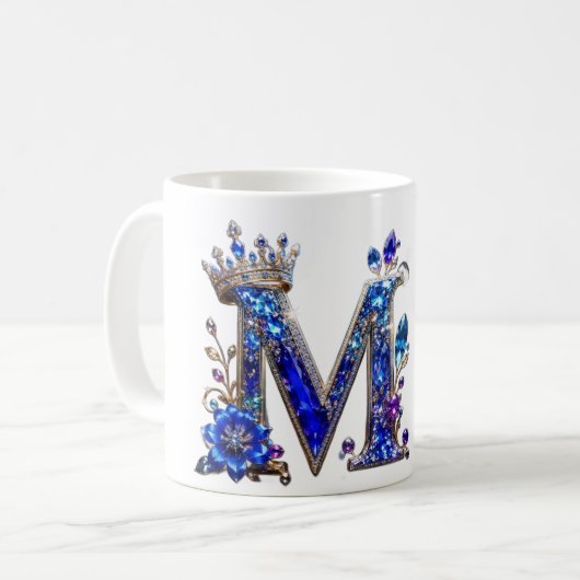 Koninklijk saffier kristal M kroon monogram Koffiemok (Voorkant links)