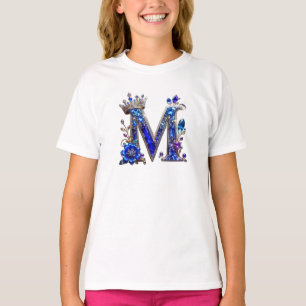Koninklijk saffier kristal M kroon monogram T-shirt