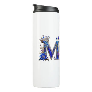 Koninklijk saffier Kristal M Kroon Monogram Thermosbeker