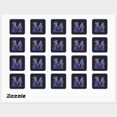 Koninklijk saffier kristal M kroon monogram Vierkante Sticker (Vel)
