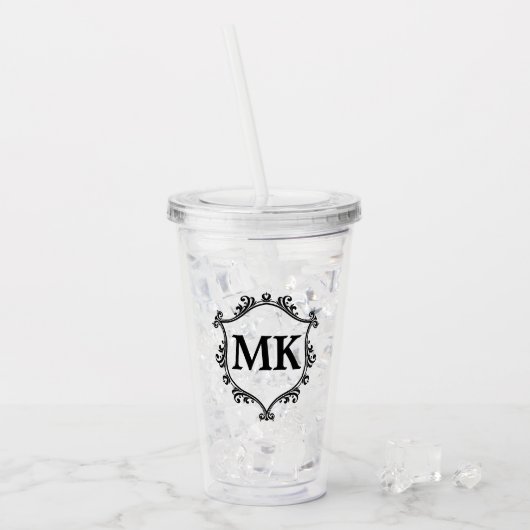  koninklijk schild gepersonaliseerde naam monogram acryl drinkbeker (Voorkant ijs)