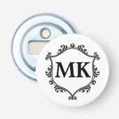  koninklijk schild gepersonaliseerde naam monogram button flesopener (Voorkant)