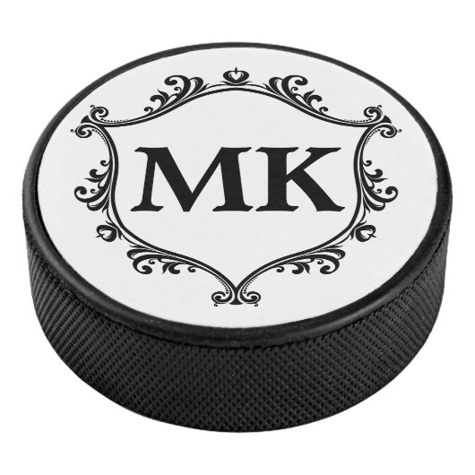  koninklijk schild gepersonaliseerde naam monogram hockey puck (3/4)