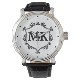  koninklijk schild gepersonaliseerde naam monogram horloge