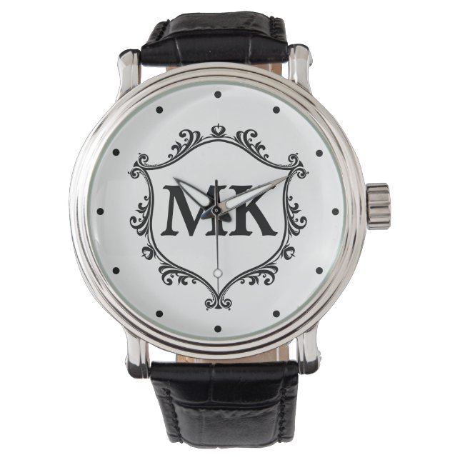  koninklijk schild gepersonaliseerde naam monogram horloge (Voorkant)