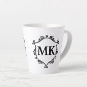 koninklijk schild gepersonaliseerde naam monogram latte mok (Rechterhoek)