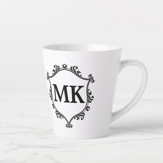 koninklijk schild gepersonaliseerde naam monogram latte mok (Rechts)