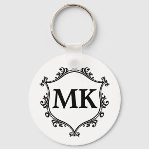  koninklijk schild gepersonaliseerde naam monogram sleutelhanger