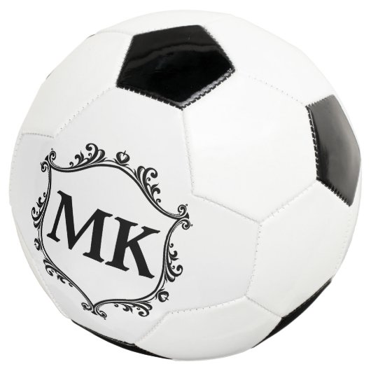  koninklijk schild gepersonaliseerde naam monogram voetbal (Drie kwart)