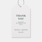 Koninklijk Smaragdgroene & Elegante Bruiloft Dank  Cadeaulabel (Achterkant)