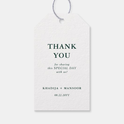 Koninklijk Smaragdgroene & Elegante Trouw Dankjewe Cadeaulabel (Achterkant)