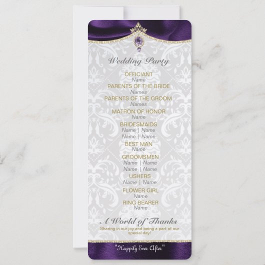 Koninklijk Sprookjeshuwelijksprogramma Kaart (Achterkant)