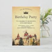 koninklijk sprookjeskasteel verjaardagsfeest kaart (Staand voorkant)