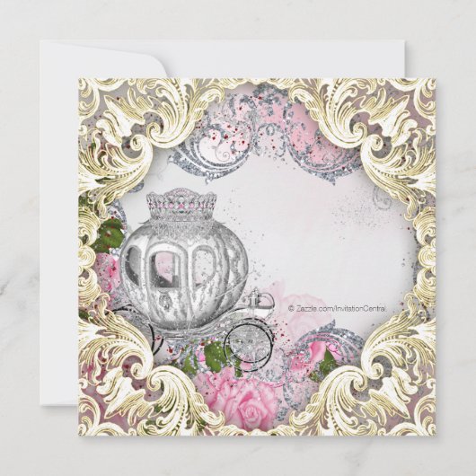 Koninklijk sprookjesprinses verjaardagsfeestje kaart (Achterkant)