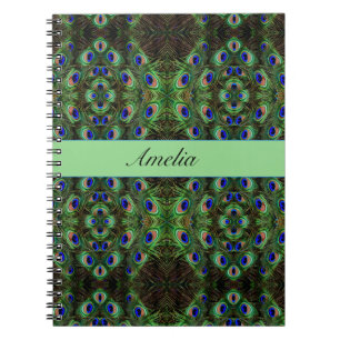 Koninklijk Verenkleed - Luxe Pauwveerpatroon Notitieboek
