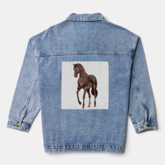 Koninklijk versierd Arabisch paard Denim Jacket (Achterkant)