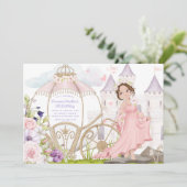 Koninklijk Vervoer | Brunette Princess Birthday Kaart (Staand voorkant)