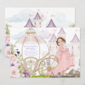 Koninklijk Vervoer | Brunette Princess Birthday Kaart (Voorkant / Achterkant)