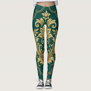 Koninklijk Victoriaans Naadloos Patroon – Gouden O Leggings