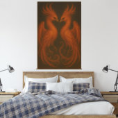 Koninklijk Vuur Phoenix Paar – Luxe Canvas Kunst (Insitu (Slaapkamer))