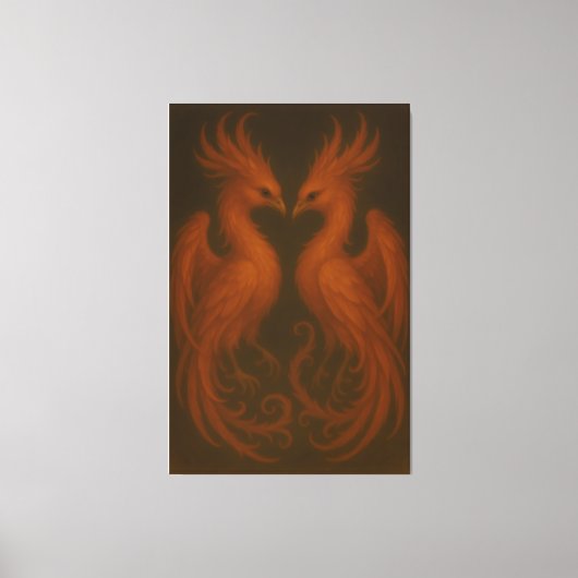 Koninklijk Vuur Phoenix Paar – Luxe Canvas Kunst (Voorkant)