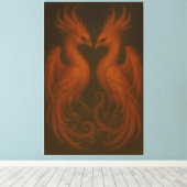 Koninklijk Vuur Phoenix Paar – Luxe Canvas Kunst (Insitu (Houten vloer))