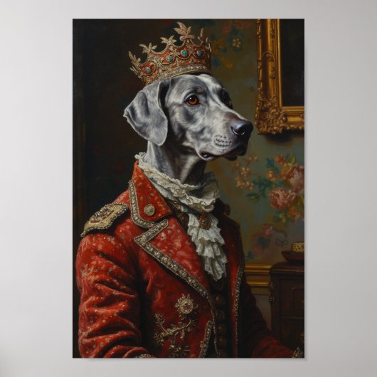 Koninklijk Weimaraner Portret Poster (Voorkant)