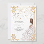 Koninklijk Wit en Goud Dress Quinceanera Birthday Kaart (Voorkant)