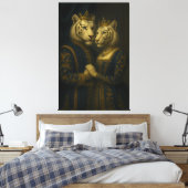 Koninklijk Witte Tijgerkoppel • Fijne Kunst Canvas Afdruk (Insitu (Slaapkamer))