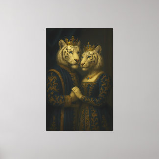 Koninklijk Witte Tijgerkoppel • Fijne Kunst Canvas Afdruk