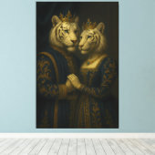 Koninklijk Witte Tijgerkoppel • Fijne Kunst Canvas Afdruk (Insitu (Houten vloer))
