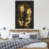 Koninklijk Witte Tijgerkoppel • Fijne Kunst Canvas Afdruk (Insitu (Slaapkamer))