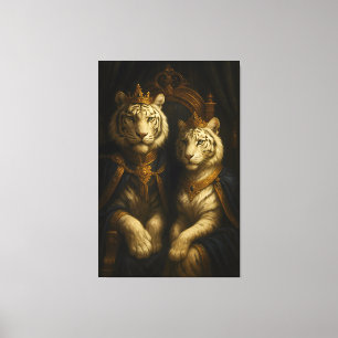 Koninklijk Witte Tijgerkoppel • Fijne Kunst Canvas Afdruk