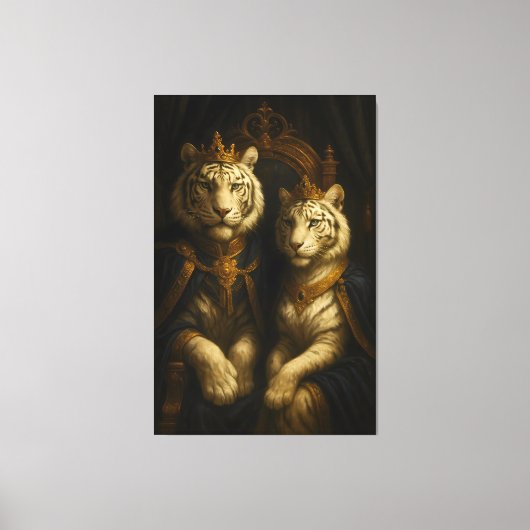 Koninklijk Witte Tijgerkoppel • Fijne Kunst Canvas Afdruk (Voorkant)