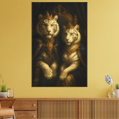 Koninklijk Witte Tijgerkoppel • Fijne Kunst Canvas Afdruk (Insitu (Woonkamer))