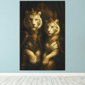 Koninklijk Witte Tijgerkoppel • Fijne Kunst Canvas Afdruk (Insitu (Houten vloer))