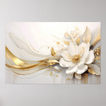  Koninklijke Abstractie: Een Witte Roos die Goud O