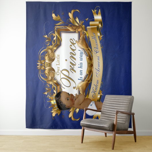 Koninklijke Afrikaanse Prins Blauw|Gouden Fantasie Wandkleed (In situ)