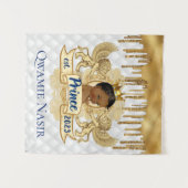 Koninklijke Afrikaanse Prins | Blauwe Glitter Drip Wandkleed (Voorkant (horizontaal))