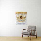 Koninklijke Afrikaanse Prins | Blauwe Glitter Drip Wandkleed (In situ)