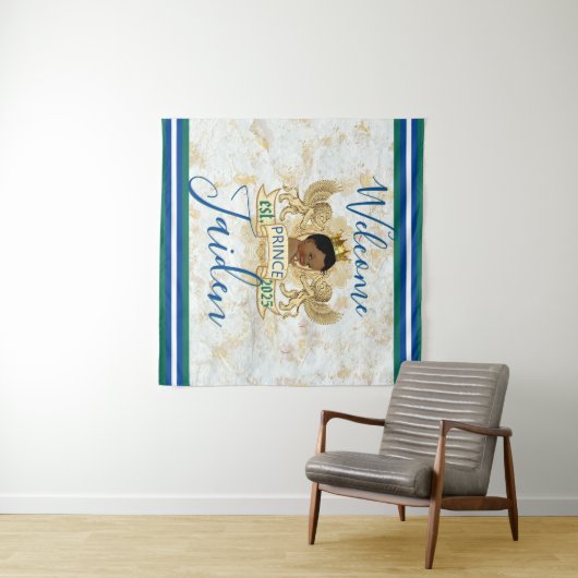 Koninklijke Afrikaanse Prins Elegante Monogram ach Wandkleed (In Situ (horizontaal))