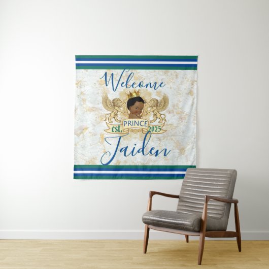 Koninklijke Afrikaanse Prins Elegante Monogram ach Wandkleed (In situ)