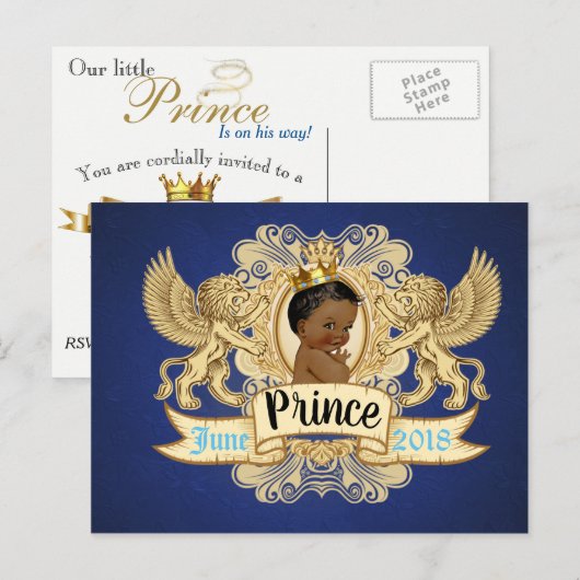 Koninklijke Afrikaanse Prins|Koninklijk Blauw & Go Uitnodiging Briefkaart (Voorkant / Achterkant)