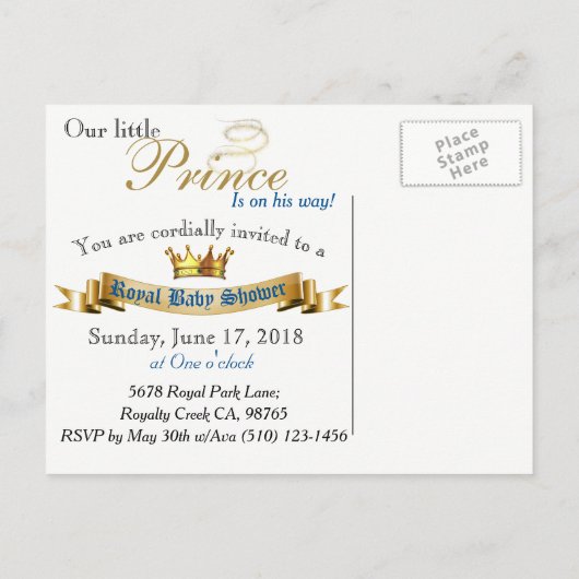 Koninklijke Afrikaanse Prins|Koninklijk Blauw & Go Uitnodiging Briefkaart (Achterkant)